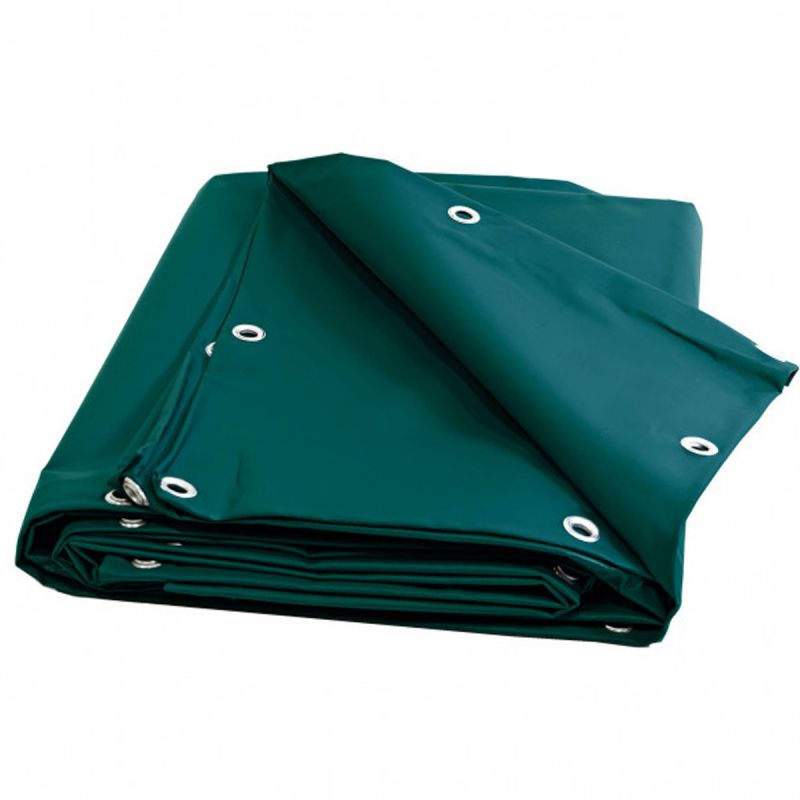 Bâche 5 X 8 verte PVC 680g garantie plus de 10 ans