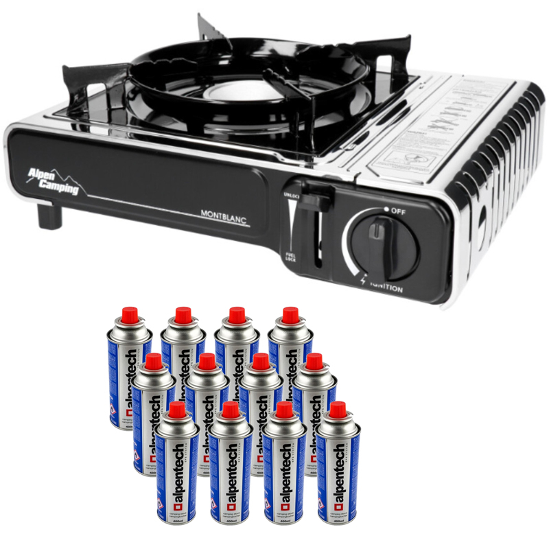 Réchaud gaz Inox avec cartouches de gaz